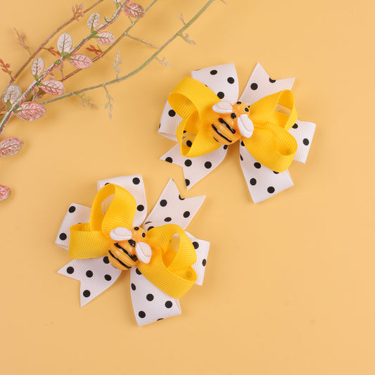 20Pairs Bee Hair Bows Clips Polka Wholesale