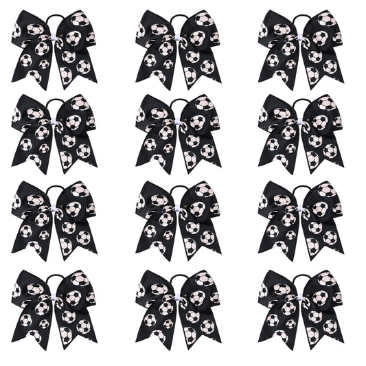 12Pcs 7" Sports Cheer Bows with Elastic Band