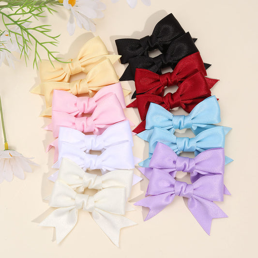 2Pcs Fabric Pigtail Hair Bow Clips