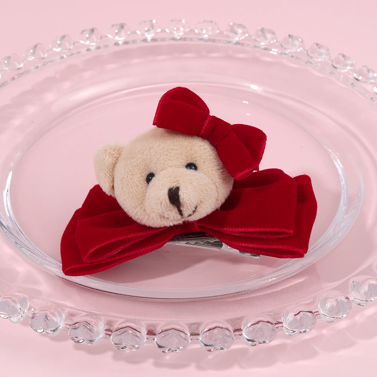 20Pcs Velvet Bear Hair Bows Clips