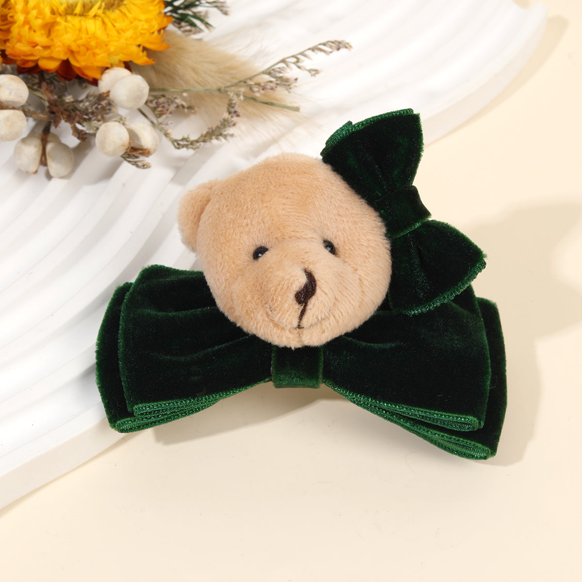 20Pcs Velvet Bear Hair Bows Clips