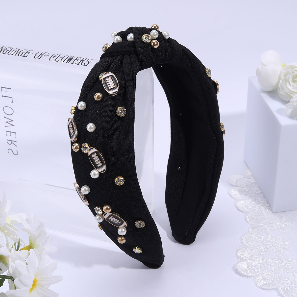 Rhinestone Football Headband Women 1pc