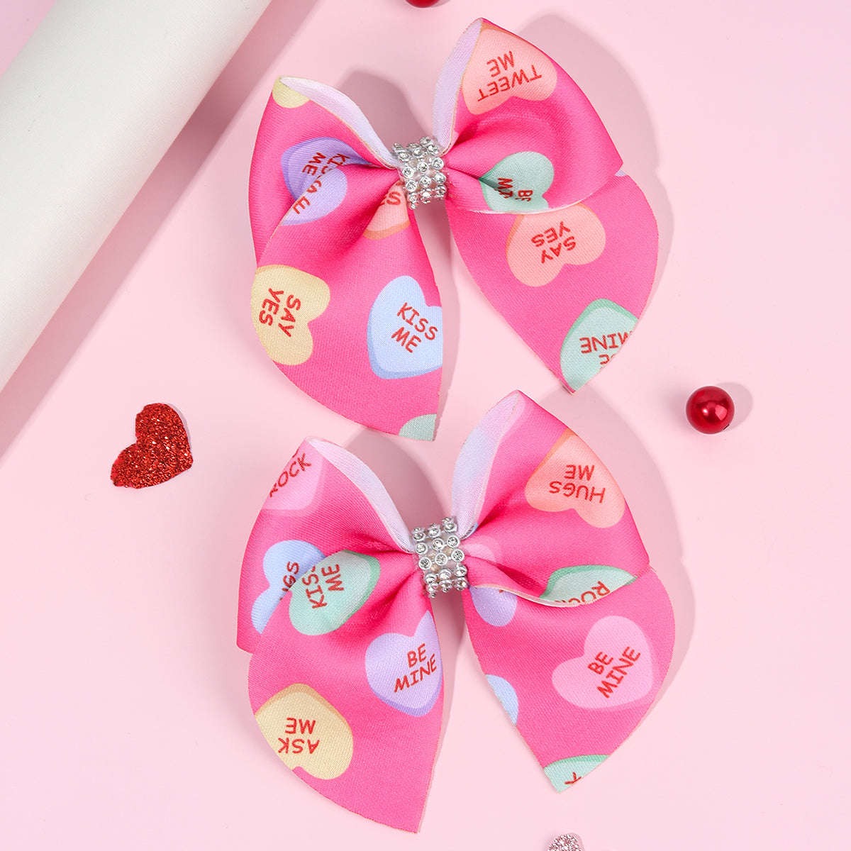 2Pcs Fabric Layered Valentine's Day Hair Clips for Girls Baby