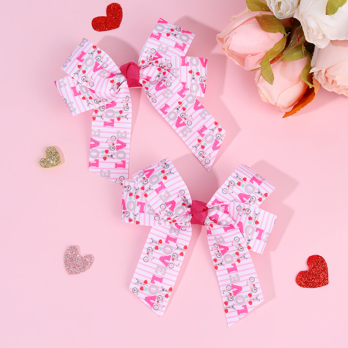 2Pcs XOXO Valentine's day Hair Bow Clip