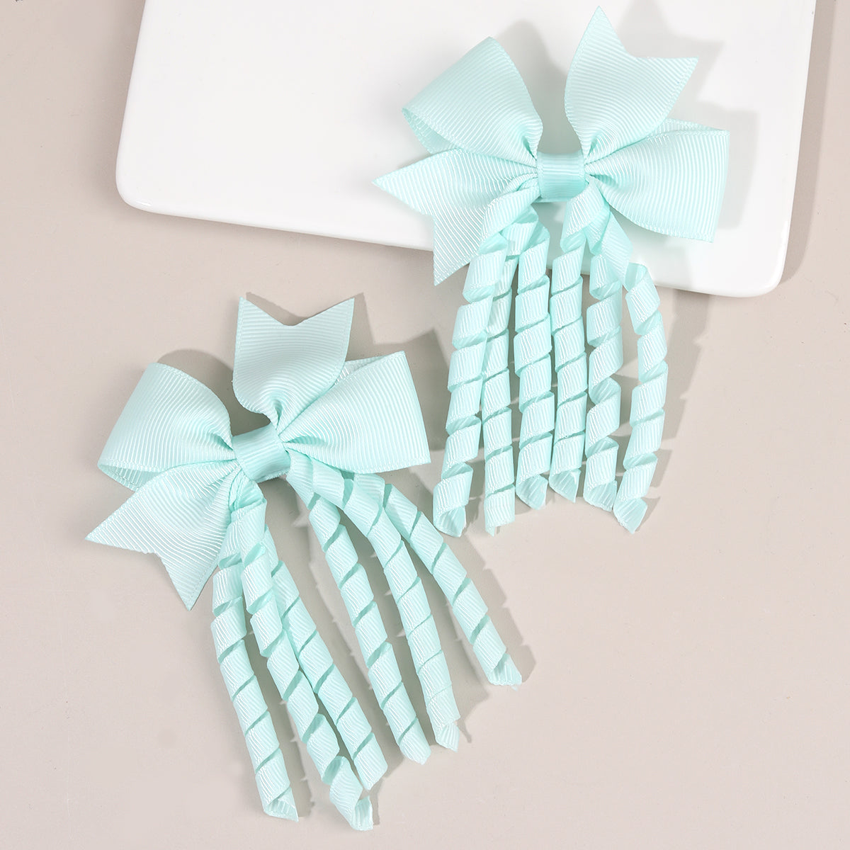 2Pcs Curly Hair Bow Clips for Kids