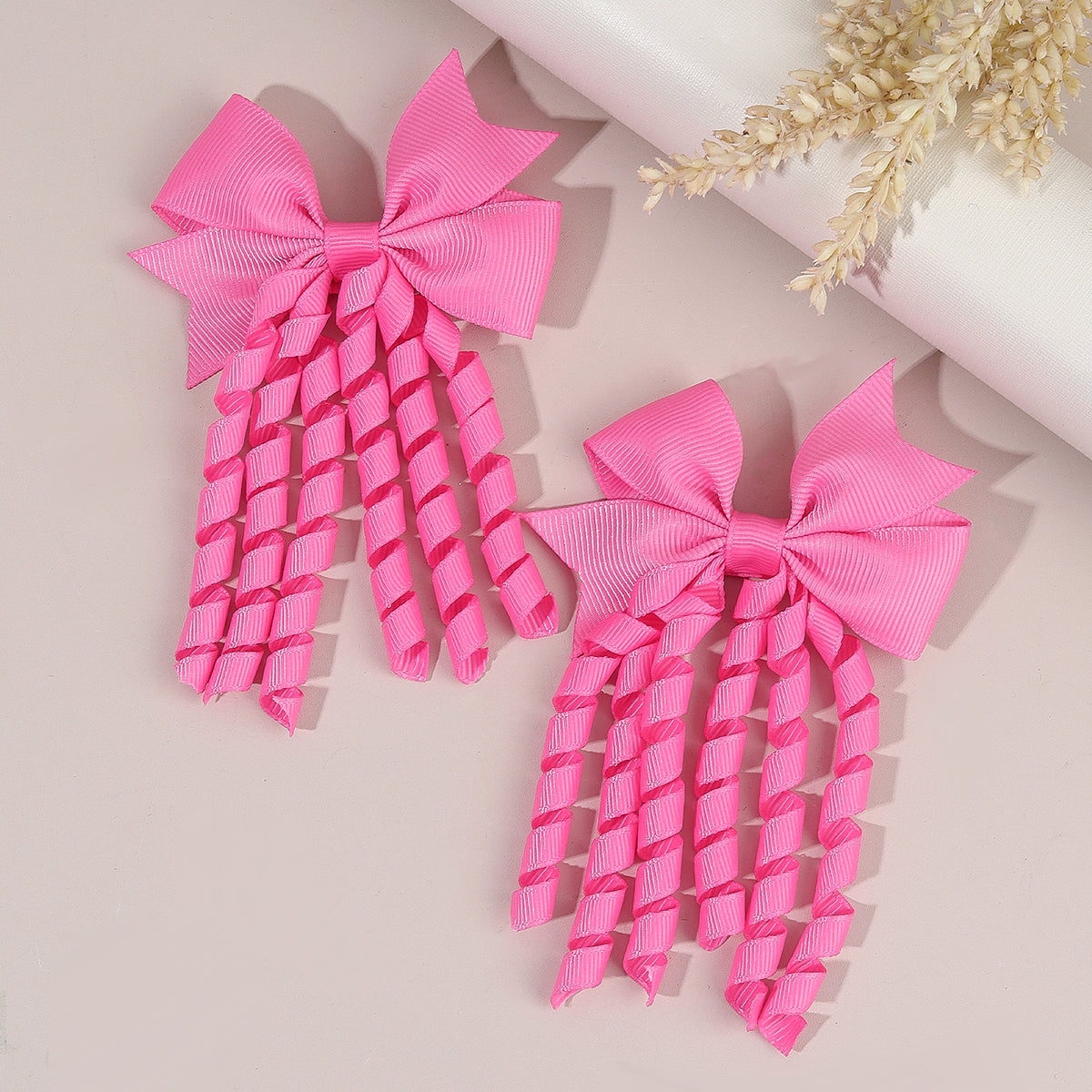 2Pcs Curly Hair Bow Clips for Kids