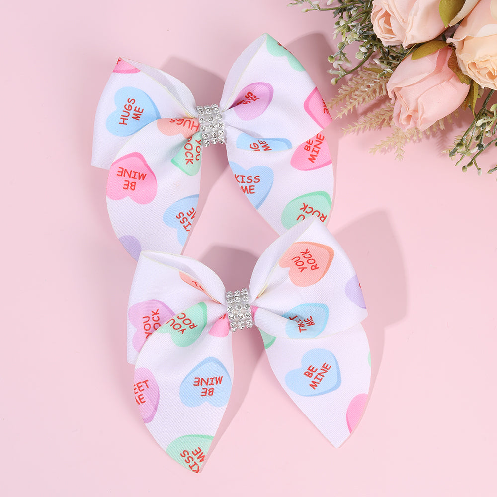 2Pcs Fabric Layered Valentine's Day Hair Clips for Girls Baby