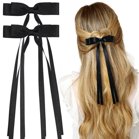 2Pcs Black Hair bow Clips