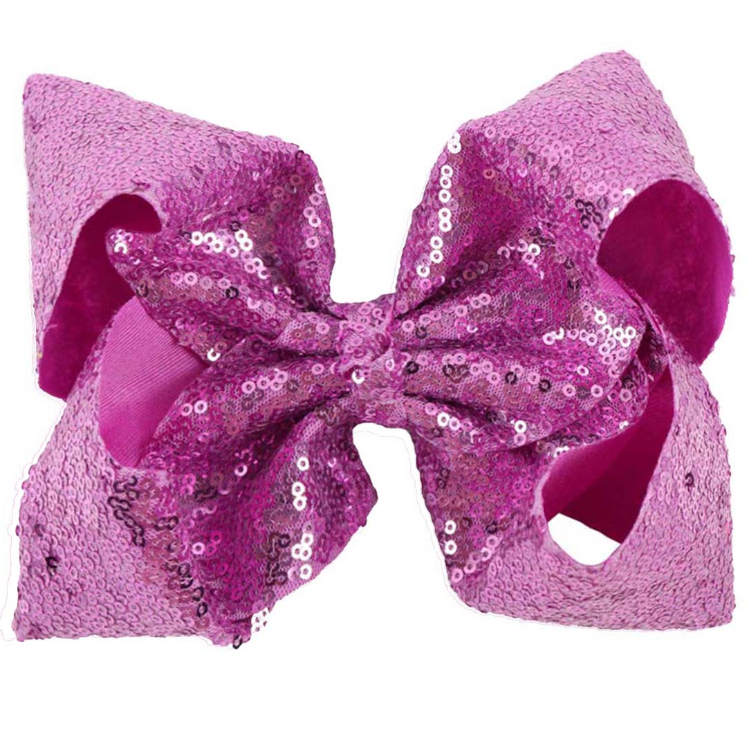 Large Hot Pink Sequin Hair Bow, Girls 8