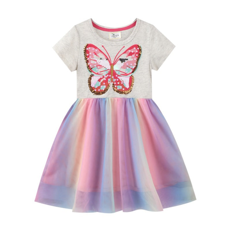 Toddler Girls Flutter Sleeve Butterfly Graphic Princess - Temu